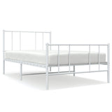 NNEVL Metal Bed Frame with Headboard and Footboard White 92x187 cm Single Bed Size