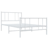NNEVL Metal Bed Frame with Headboard and Footboard White 92x187 cm Single Bed Size