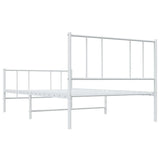 NNEVL Metal Bed Frame with Headboard and Footboard White 92x187 cm Single Bed Size