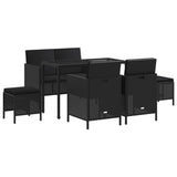 NNEVL 6 Piece Garden Dining Set with Cushions Black Poly Rattan