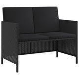 NNEVL 6 Piece Garden Dining Set with Cushions Black Poly Rattan