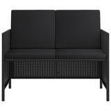 NNEVL 6 Piece Garden Dining Set with Cushions Black Poly Rattan