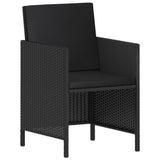 NNEVL 6 Piece Garden Dining Set with Cushions Black Poly Rattan