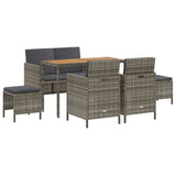 NNEVL 6 Piece Garden Dining Set with Cushions Grey Poly Rattan