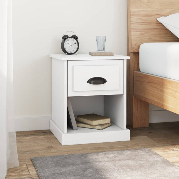 NNEVL Bedside Cabinet White 39x39x47.5 cm Engineered Wood