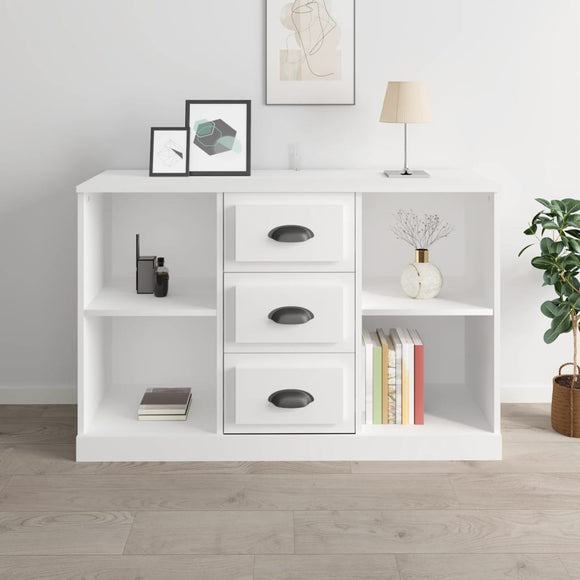 NNEVL Sideboard High Gloss White 104.5x35.5x67.5 cm Engineered Wood