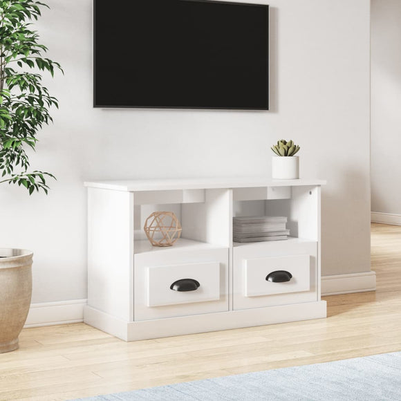 NNEVL TV Cabinet High Gloss White 80x35x50 cm Engineered Wood
