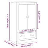 NNEVL Highboard Grey Sonoma 60x35.5x103.5 cm Engineered Wood