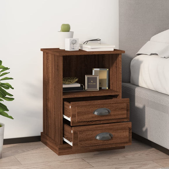 NNEVL Bedside Cabinets 2 pcs Brown Oak 43x36x60 cm