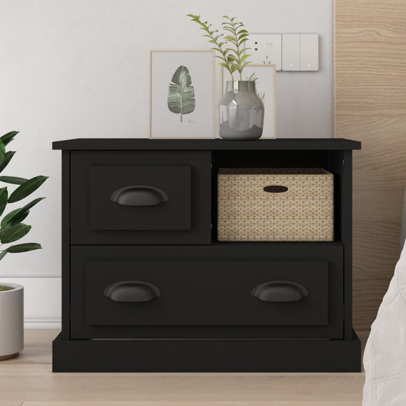 NNEVL Bedside Cabinet Black 60x39x45 cm