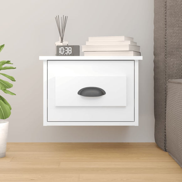 NNEVL Wall-mounted Bedside Cabinet High Gloss White 41.5x36x28cm