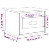NNEVL Wall-mounted Bedside Cabinet Brown Oak 41.5x36x28cm