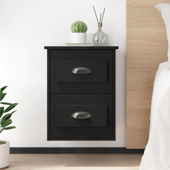 NNEVL Wall-mounted Bedside Cabinet Black 41.5x36x53cm