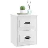 NNEVL Wall-mounted Bedside Cabinet High Gloss White 41.5x36x53cm