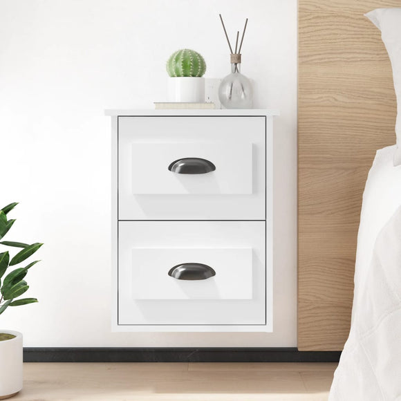 NNEVL Wall-mounted Bedside Cabinet High Gloss White 41.5x36x53cm
