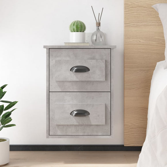 NNEVL Wall-mounted Bedside Cabinets 2 pcs Concrete Grey 41.5x36x53cm