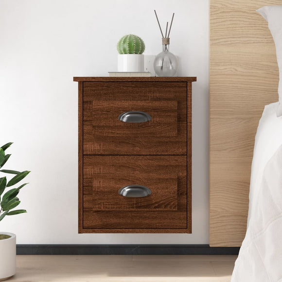 NNEVL Wall-mounted Bedside Cabinets 2 pcs Brown Oak 41.5x36x53cm