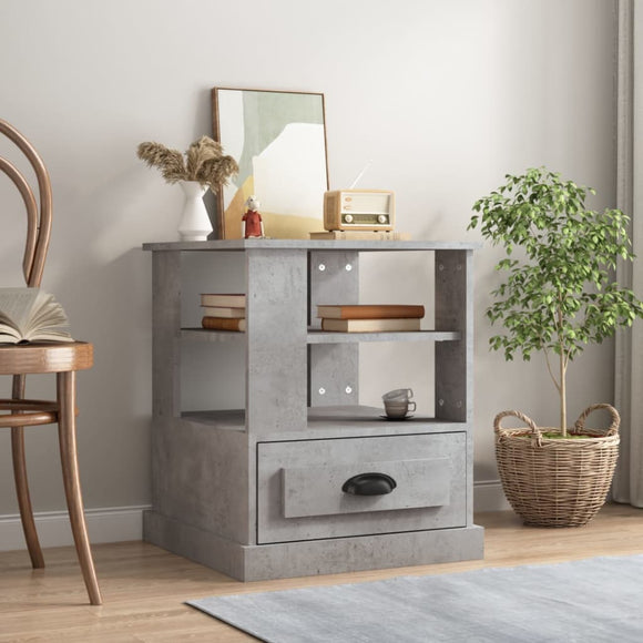 NNEVL Side Table Concrete Grey 50x50x60 cm Engineered Wood