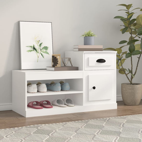 NNEVL Shoe Cabinet White 100x42x60 cm Engineered Wood