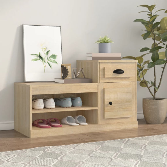 NNEVL Shoe Cabinet Sonoma Oak 100x42x60 cm Engineered Wood