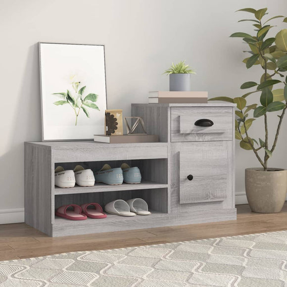 NNEVL Shoe Cabinet Grey Sonoma 100x42x60 cm Engineered Wood
