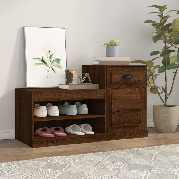 NNEVL Shoe Cabinet Brown Oak 100x42x60 cm Engineered Wood
