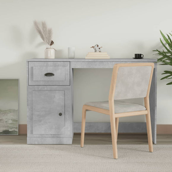 NNEVL Desk with Drawer Concrete Grey 115x50x75 cm Engineered Wood