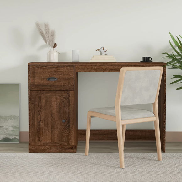 NNEVL Desk with Drawer Brown Oak 115x50x75 cm Engineered Wood