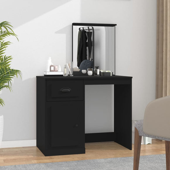 NNEVL Dressing Table with Mirror Black 90x50x132.5 cm Engineered Wood