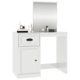 NNEVL Dressing Table with Mirror High Gloss White 90x50x132.5 cm Engineered Wood