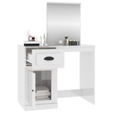 NNEVL Dressing Table with Mirror High Gloss White 90x50x132.5 cm Engineered Wood
