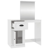 NNEVL Dressing Table with Mirror High Gloss White 90x50x132.5 cm Engineered Wood