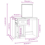 NNEVL Dressing Table with Mirror High Gloss White 90x50x132.5 cm Engineered Wood