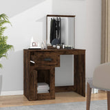 NNEVL Dressing Table with Mirror Smoked Oak 90x50x132.5 cm Engineered Wood