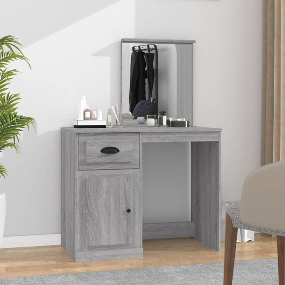 NNEVL Dressing Table with Mirror Grey Sonoma 90x50x132.5 cm Engineered Wood