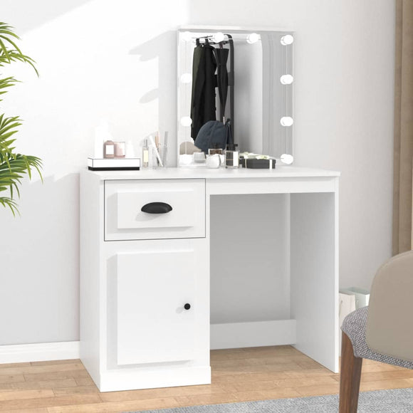 NNEVL Dressing Table with LED White 90x50x132.5 cm Engineered Wood