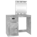 NNEVL Dressing Table with LED Concrete Grey 90x50x132.5 cm Engineered Wood