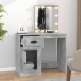 NNEVL Dressing Table with LED Concrete Grey 90x50x132.5 cm Engineered Wood