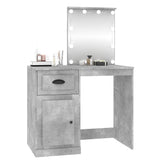 NNEVL Dressing Table with LED Concrete Grey 90x50x132.5 cm Engineered Wood