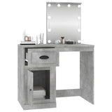 NNEVL Dressing Table with LED Concrete Grey 90x50x132.5 cm Engineered Wood