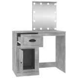 NNEVL Dressing Table with LED Concrete Grey 90x50x132.5 cm Engineered Wood
