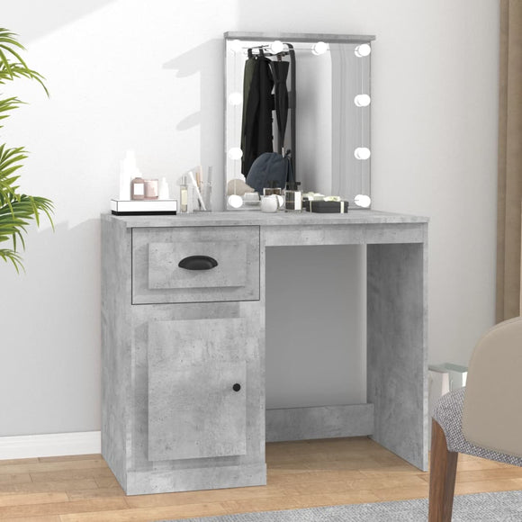 NNEVL Dressing Table with LED Concrete Grey 90x50x132.5 cm Engineered Wood