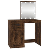 NNEVL Dressing Table with LED Smoked Oak 90x50x132.5 cm Engineered Wood