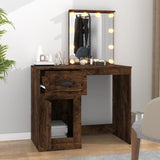 NNEVL Dressing Table with LED Smoked Oak 90x50x132.5 cm Engineered Wood