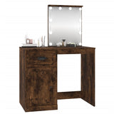 NNEVL Dressing Table with LED Smoked Oak 90x50x132.5 cm Engineered Wood