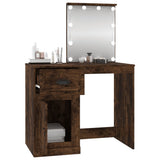 NNEVL Dressing Table with LED Smoked Oak 90x50x132.5 cm Engineered Wood