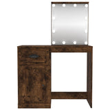 NNEVL Dressing Table with LED Smoked Oak 90x50x132.5 cm Engineered Wood