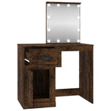 NNEVL Dressing Table with LED Smoked Oak 90x50x132.5 cm Engineered Wood