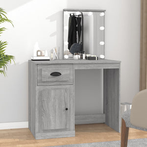 NNEVL Dressing Table with LED Grey Sonoma 90x50x132.5 cm Engineered Wood