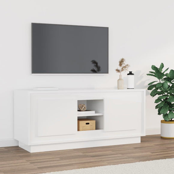 NNEVL TV Cabinet High Gloss White 102x35x45 cm Engineered Wood